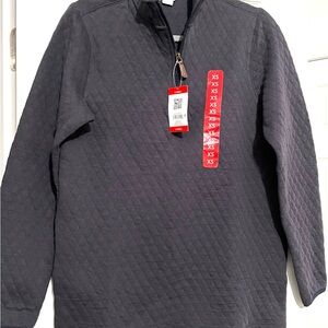 Lands' End Quilted Quarter Zip Pullover XS Blue/Gray NWT